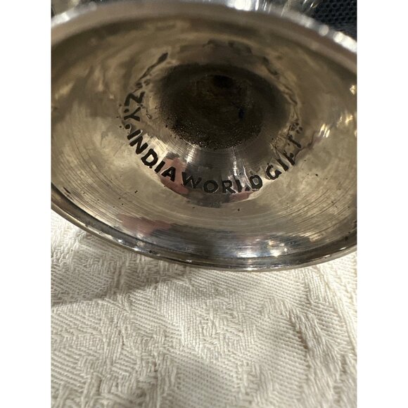 Vintage Silver-Plated Brass  Goblets Set Of 2 With Floral Etched - Picture 7 of 11